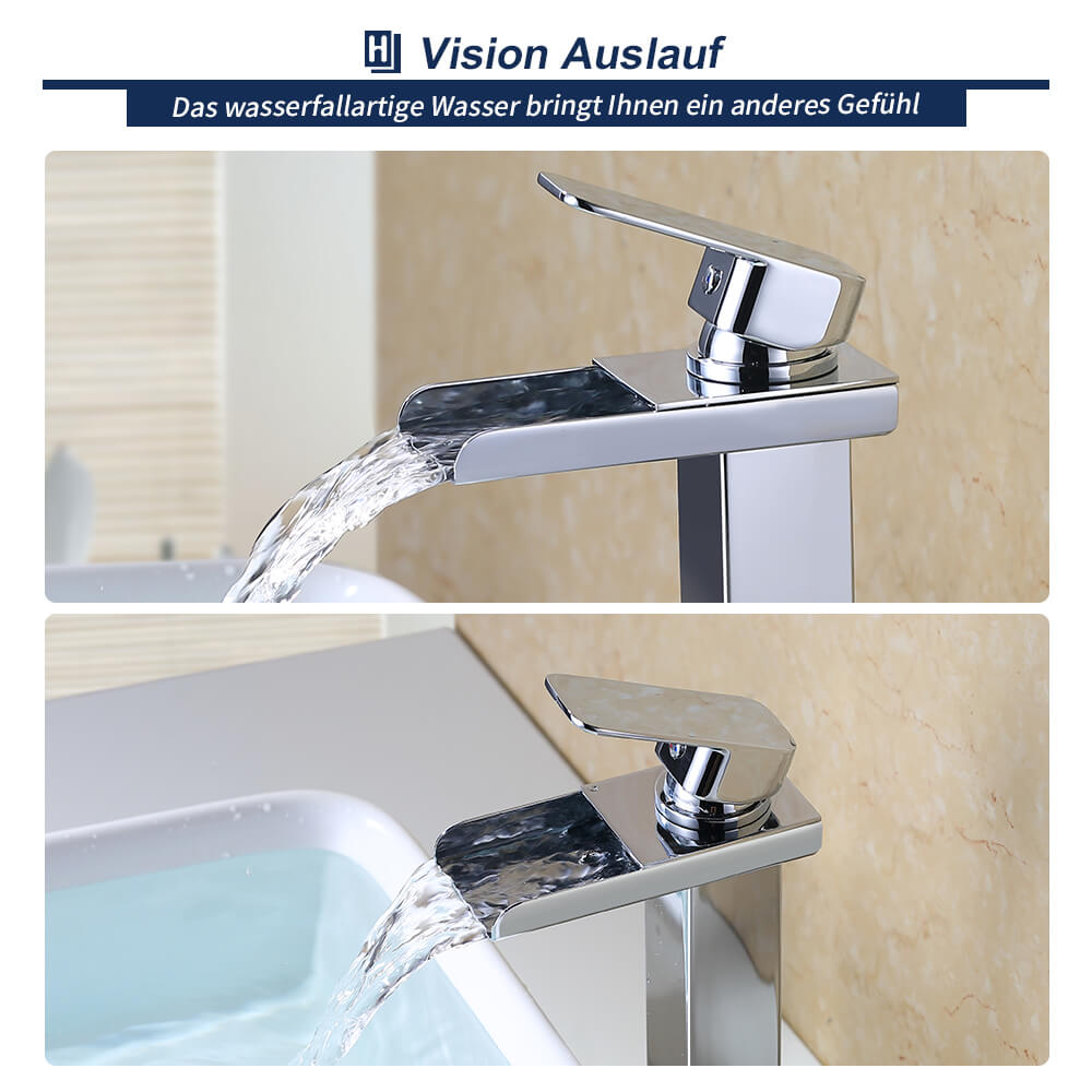 Lisslune | Waterfall Faucet Tap Bathroom Chrome Basin Faucet high