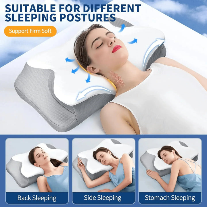 Lisslune | Butterfly Memory Foam Pillow - Orthopedic Pain Relief Shaped Pillow