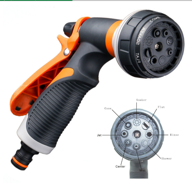 Lisslune | Multi-functional garden spray nozzle with 9 spray patterns – Ergonomic spray nozzle for garden irrigation