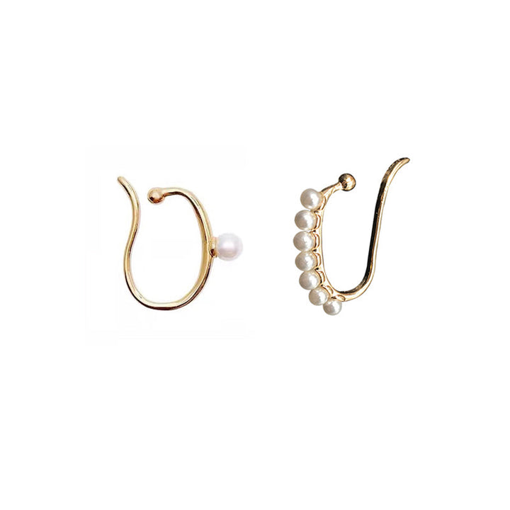 Lisslune | Minimalist Simulated Round Small Pearl Ear Cuff Earrings For Women