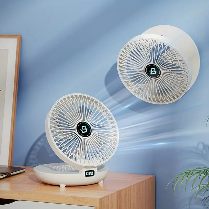 Lisslune | Portable Wall Fan | Multifunctional, USB Rechargeable & Whisper Quiet for Home, Office & Outdoor Use