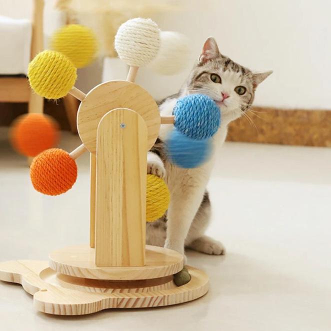 Lisslune | Spin & Scratch Tower - Multifunctional Cat Scratching Post with Ferris Wheel