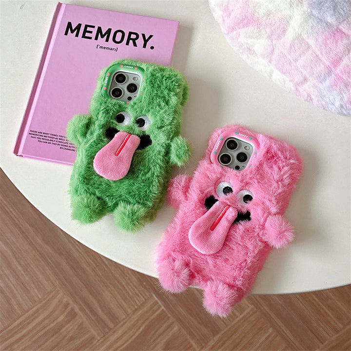 Lisslune | Funny Tongue Sticking Out Plush Phone Case For iPhone