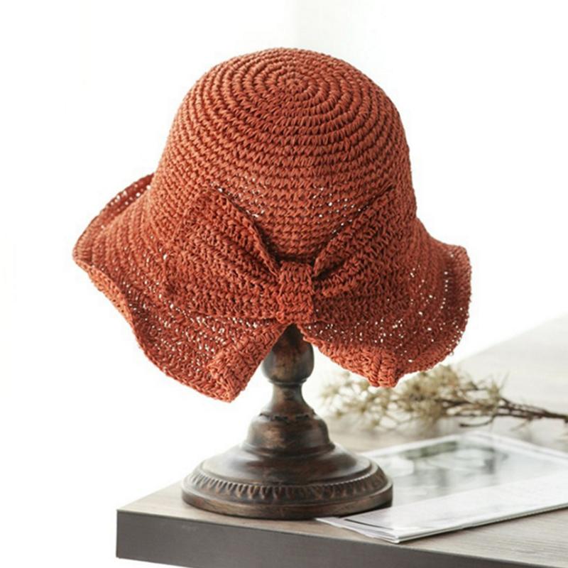 Lisslune | Retro Folding Straw Hat with Bow