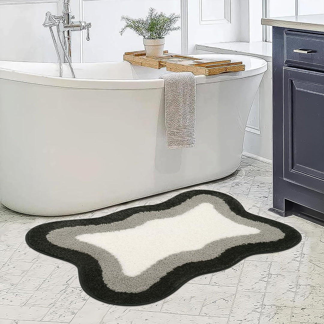 Lisslune | Black Gradient Bath Mats, Carpet for Bathrooms, Cute Non-Slip Irregular Carpet for Shower Room