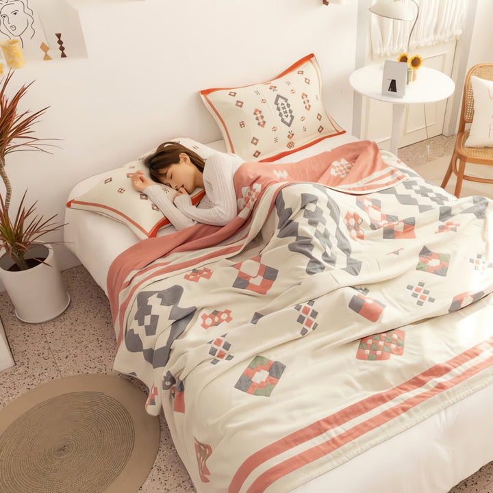 Lisslune | Chevron Design Four-Layer Cotton Blanket