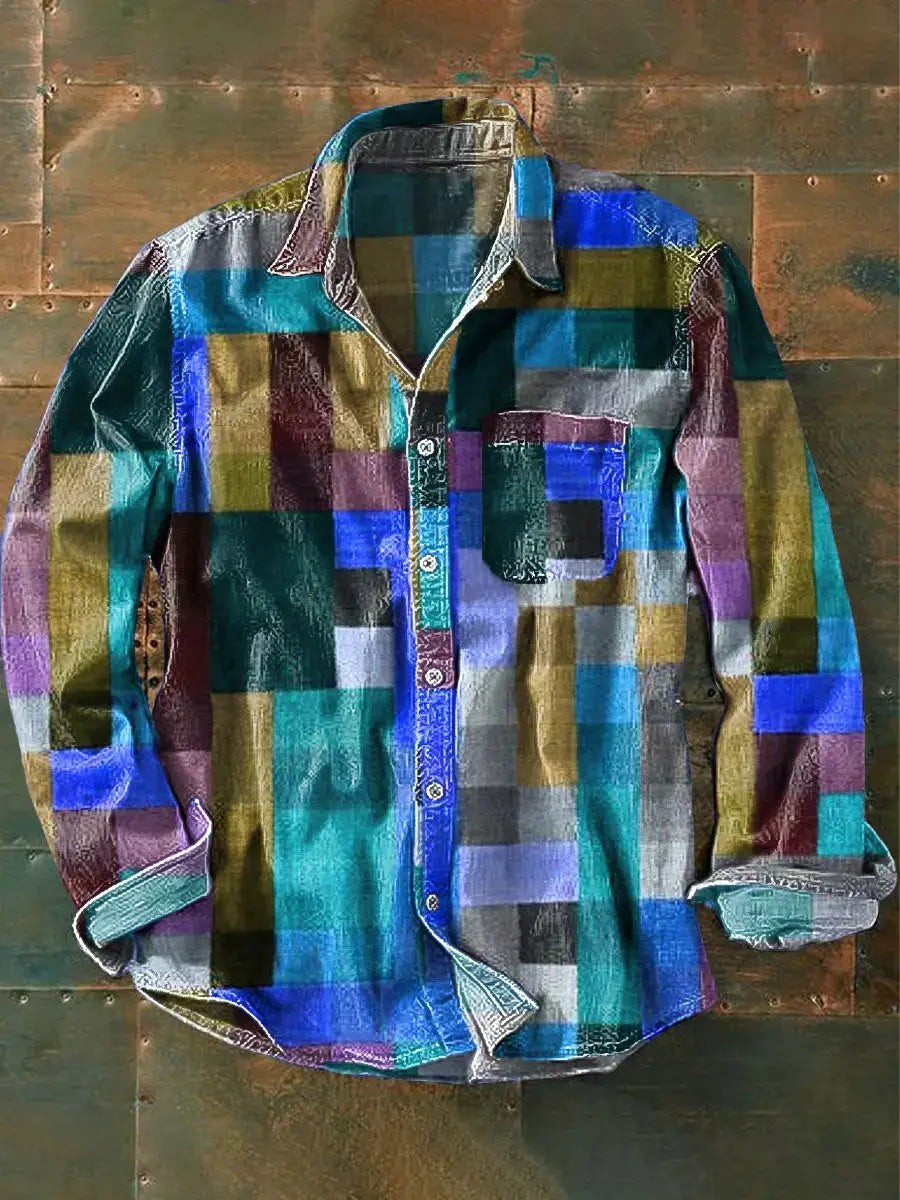 Lisslune | Stylish Colorful Patchwork Button-Down Shirt