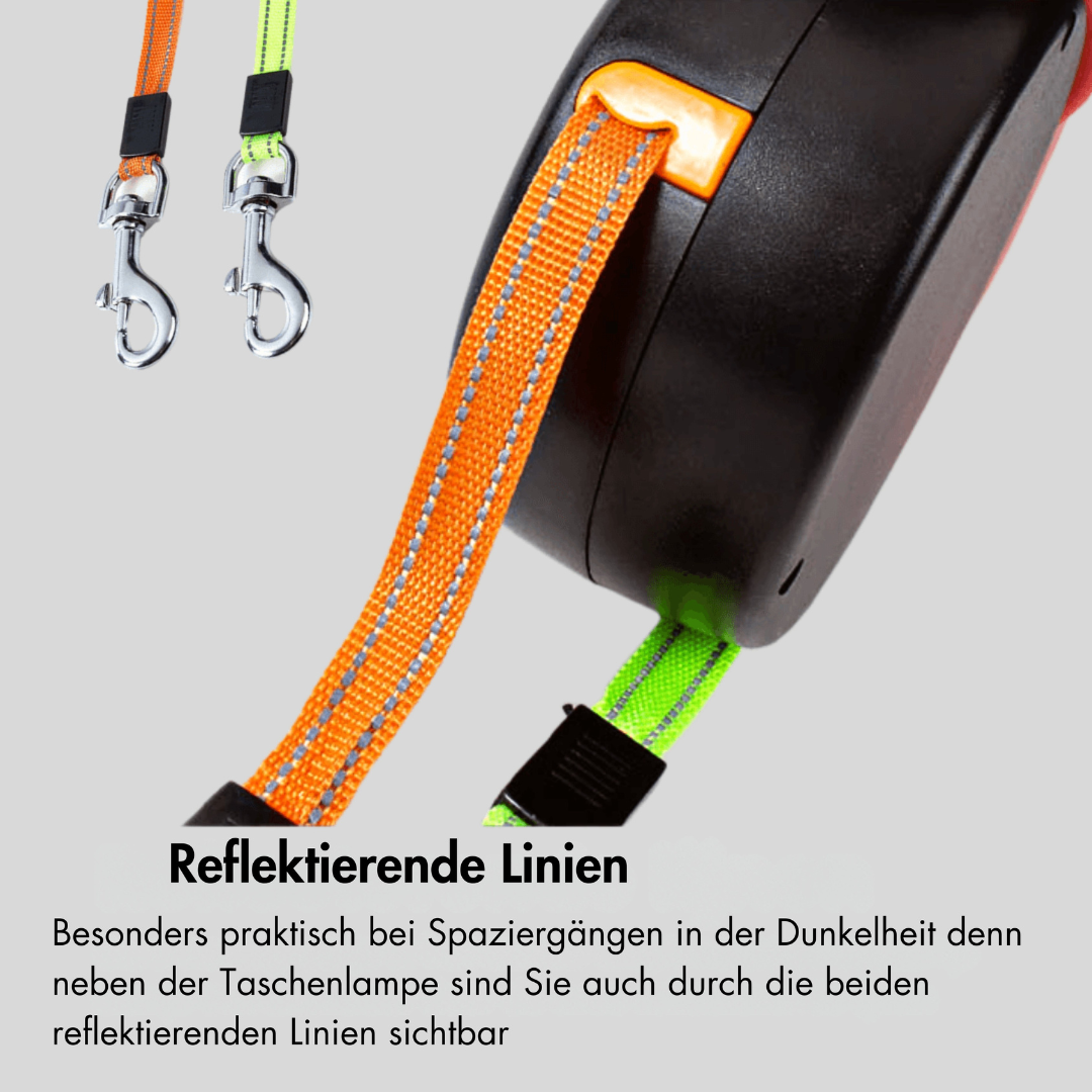 Lisslune | DuoLeash Double Dog Leash – Retractable & Knot-free With Flashlight