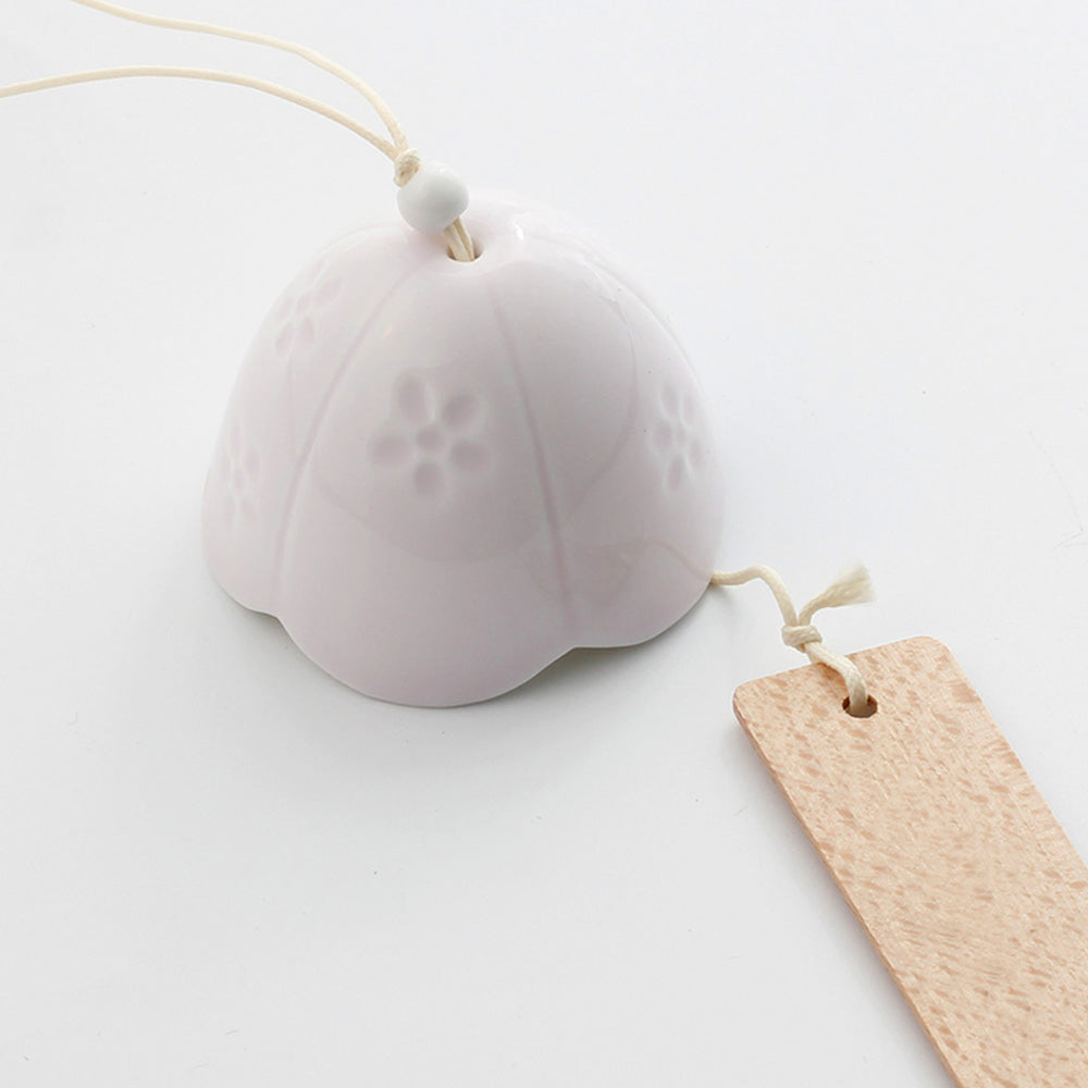 Lisslune | Japanese Ceramic Bells, Sakura Bell Rings, Hanging Garden Bells, Living Space Garden Decoration, White