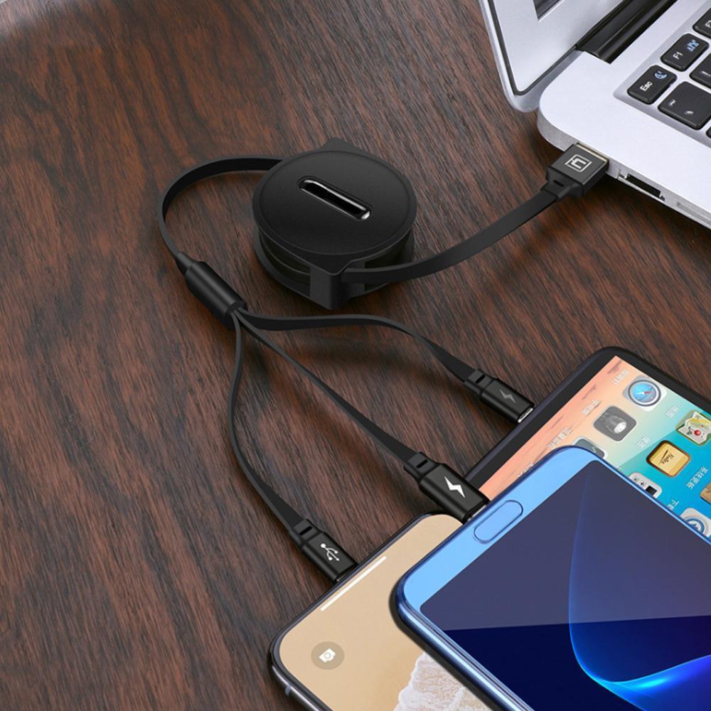 Lisslune | Bequee 3-1 Retractable Charging Cable for IOS, Micro and Type-c