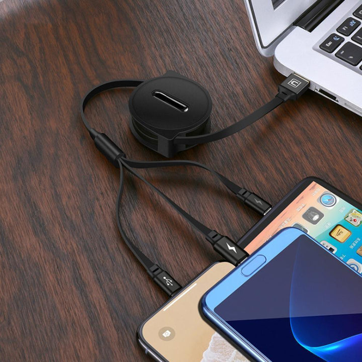 Lisslune | Bequee 3-1 Retractable Charging Cable for IOS, Micro and Type-c