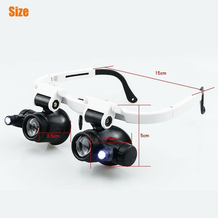 Lisslune | Headband Head Enlarger 8 Lenses LED Light Jeweler Glasses