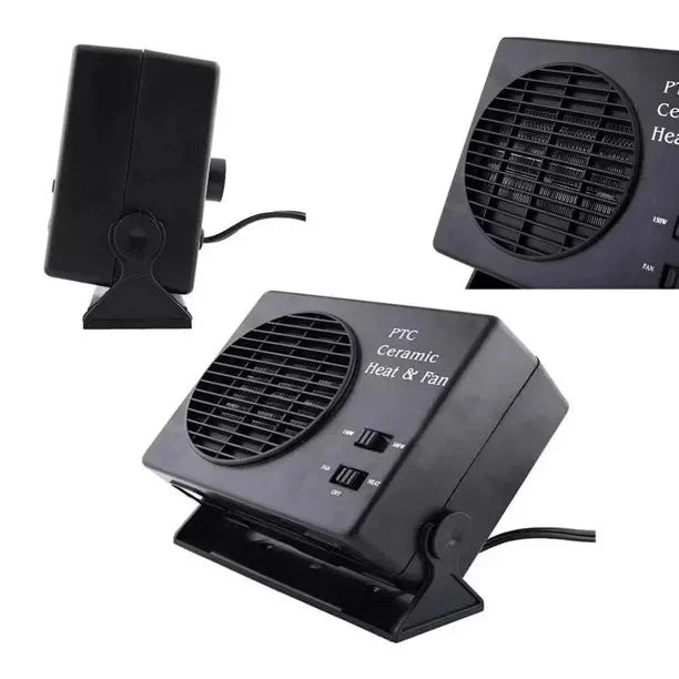 Lisslune | 12V Ceramic Car Heater | 150W-300W Portable Fan with Automatic Thermostat for Winter Use in Vehicles