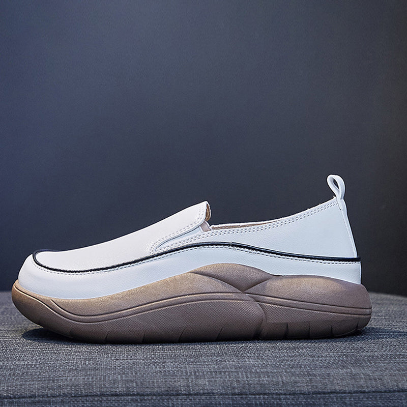Lisslune | Thick Sole Low Cut Leather Shoes