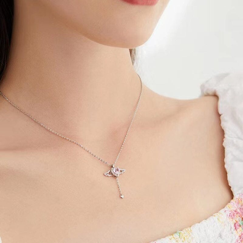 Lisslune | Pink Angel Wings Necklace