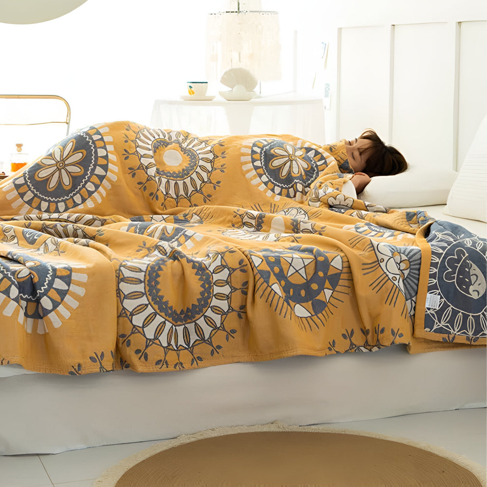 Lisslune | Blossom Radiance Circle Cotton Blanket