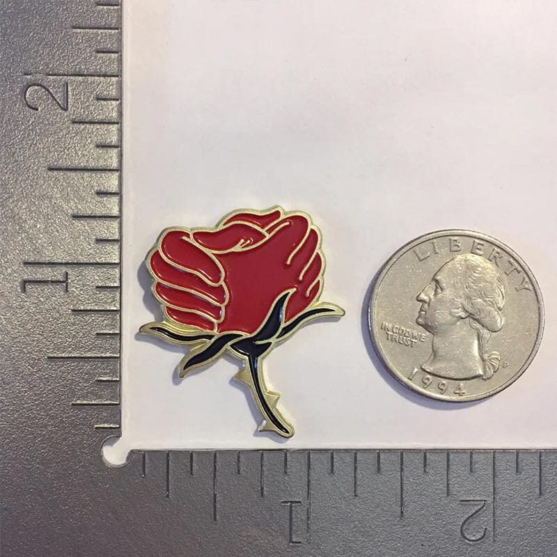 Lisslune | Enamel and crystal brooch with red rose