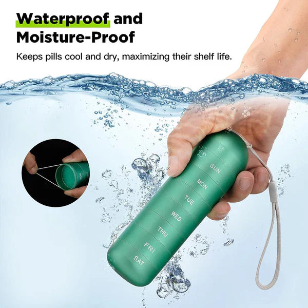 Lisslune | MediSafe Weekbox – Waterproof Aluminum Pill Organizer with 7 Compartments