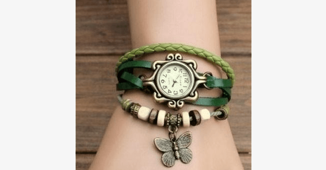 Lisslune | Butterfly Wrap Watches - Multicolored Genuine Leather Snap Back Watch