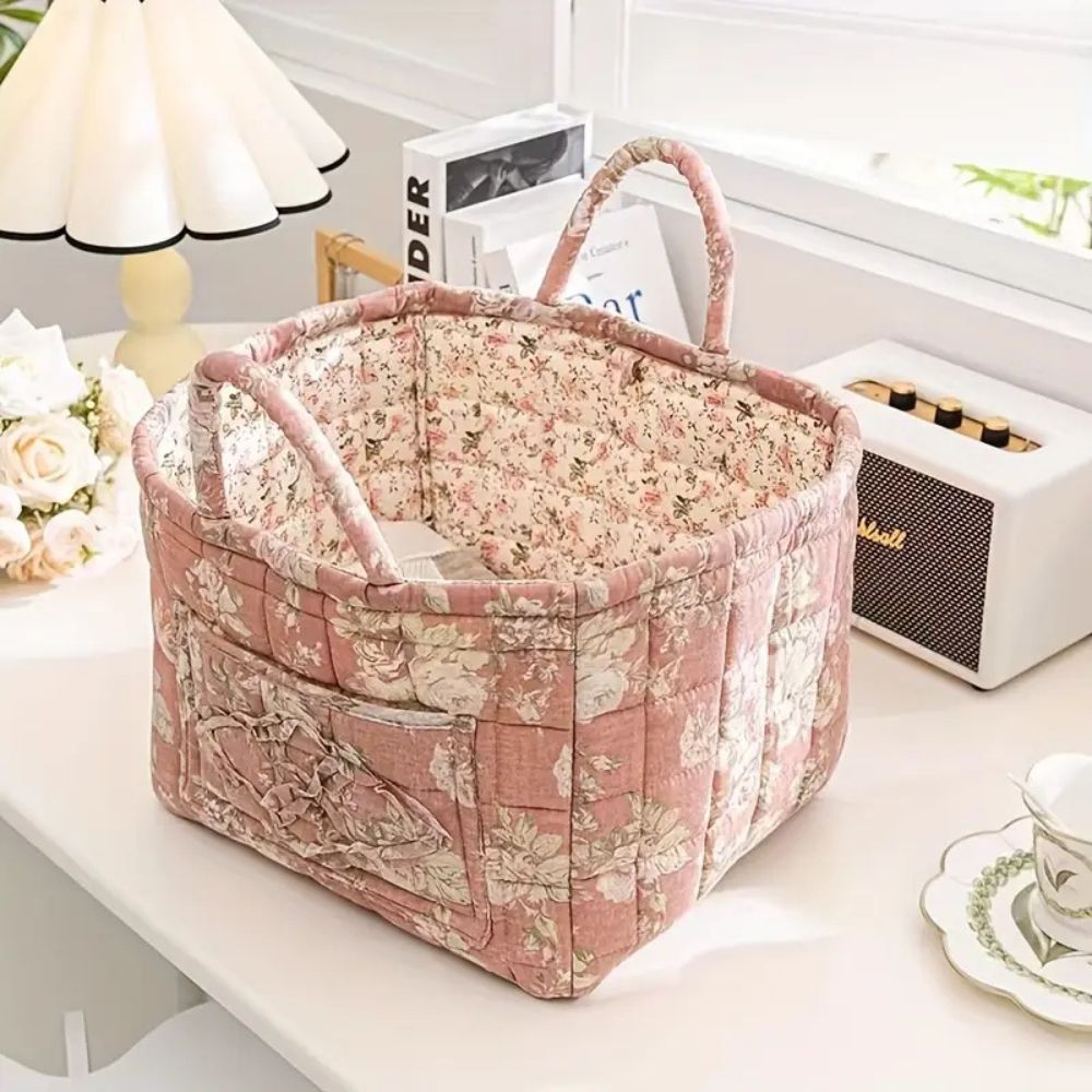 Lisslune | Delicate Floral Canvas Storage Basket