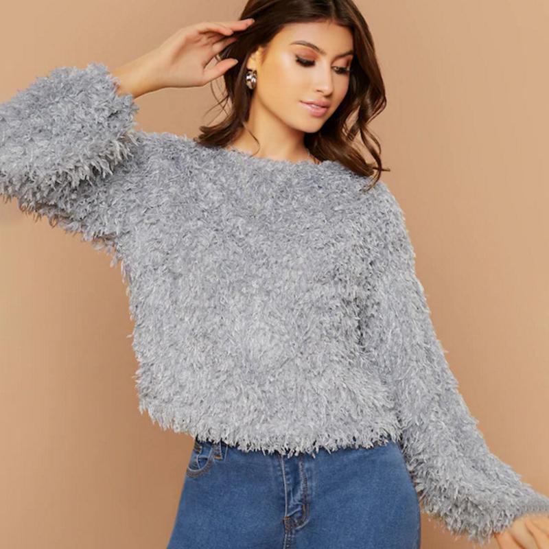 Lisslune | Round Neck Plush Sweater