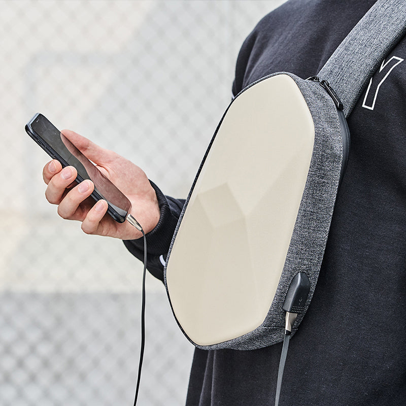 Lisslune | Anti-theft, Waterproof, Anti-collision Chest Bag, with Geometric 3D Shell, Side USB Interface, High-quality Protection, Multi-layer Partition Storage, for Travel, Outing, Shopping and More