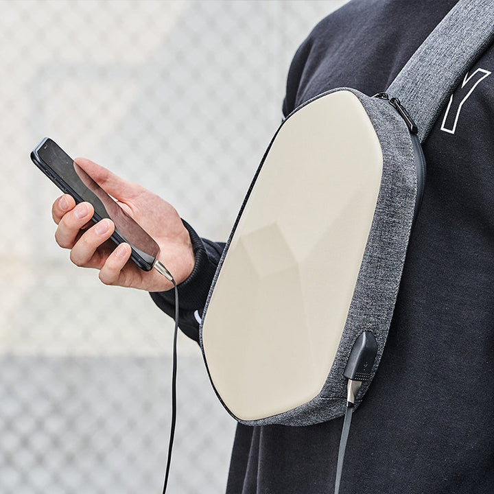 Lisslune | Anti-theft, Waterproof, Anti-collision Chest Bag, with Geometric 3D Shell, Side USB Interface, High-quality Protection, Multi-layer Partition Storage, for Travel, Outing, Shopping and More