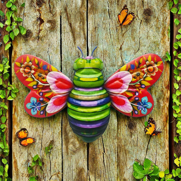 Lisslune | Iron Bee Art Sculpture Hanging Wall Decorations for Garden
