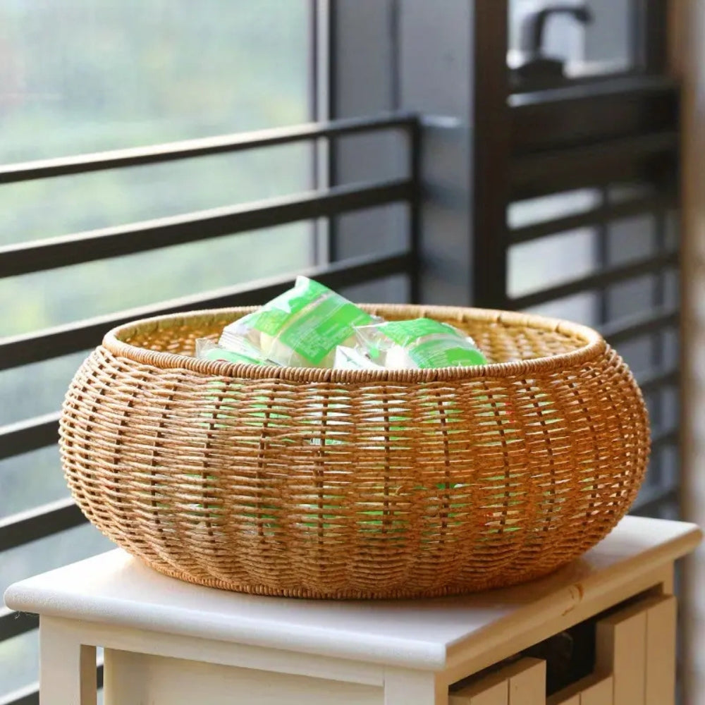 Lisslune | Dome-Shaped Knitted Rattan Basket with Lid