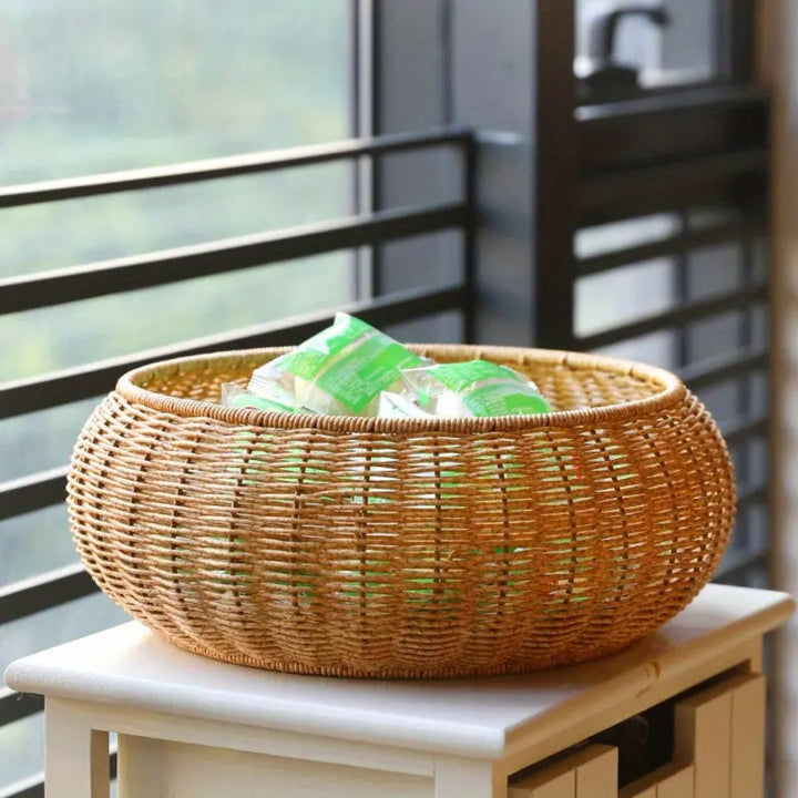 Lisslune | Dome-Shaped Knitted Rattan Basket with Lid