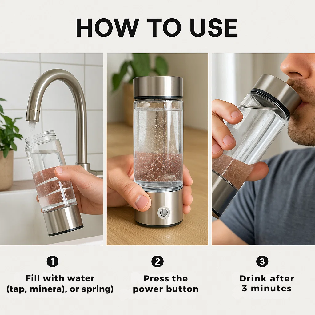 Lisslune | Hydrogen Water Bottle | USB Rechargeable, Anti-Inflammatory & Perfect for Daily Hydration and Wellness