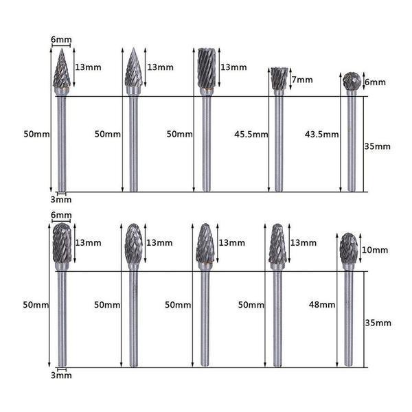 Lisslune | 10 in 1 Tungsten Steel Grinding Head (10PCS)