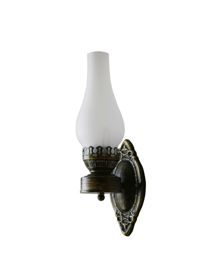 Skørter | 1 Head Wall Mount Light Antique Kerosene Iron Wall Lighting with Glass Cover in Bronze