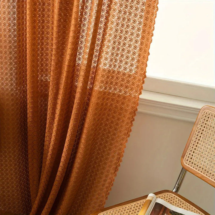 Lisslune | Amber Glow Boho Crochet Window Curtain Panel