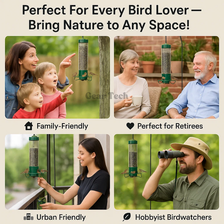 Lisslune | Squirrel Proof Bird Feeder | Heavy-Duty Metal, Multi-Feeding Ports & Ideal for Backyard Birdwatching