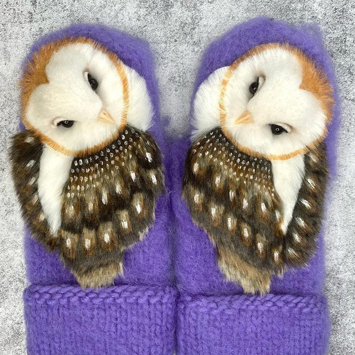 Lisslune | Handknitted Nordic gloves made of wool with owls