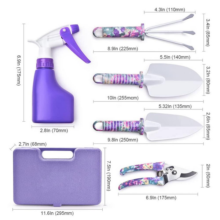 Lisslune | Colorful Garden Tool Set with 10 Pieces – Ergonomic Tools for Gardening