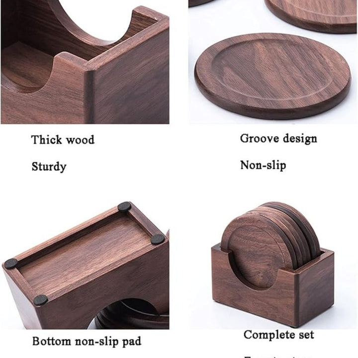 Lisslune | Japanese Style Wooden Coaster | 6pcs Set