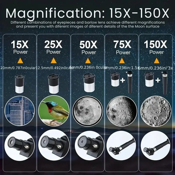 Lisslune | Professional Astronomical Telescope | 70mm Aperture, 300mm Focal Length & Easy Setup for Stargazing and Nature Exploration