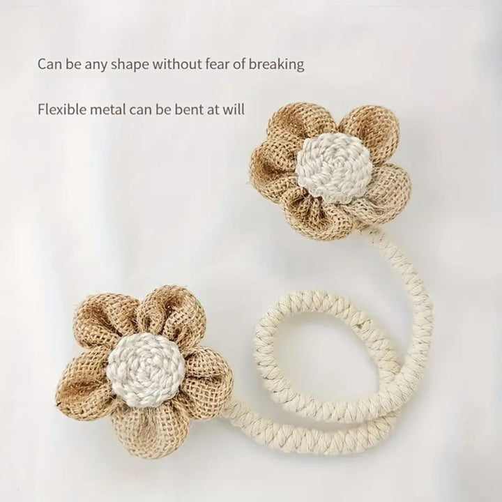 Lisslune | Floral Hemp Curtain Tie Back | 2Pcs Set