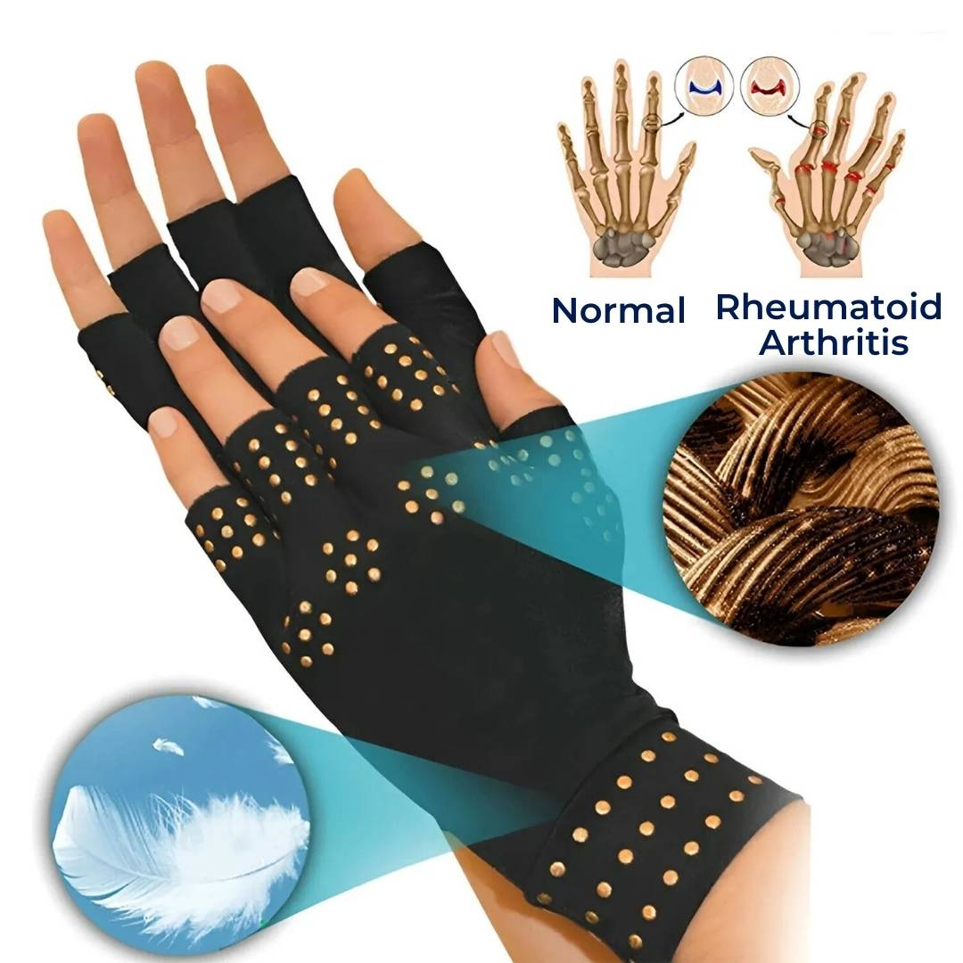 Lisslune | Fingerless Gloves for Arthritis & Pain Relief - Magnetic Compression for Improved Circulation and Reduced Swelling