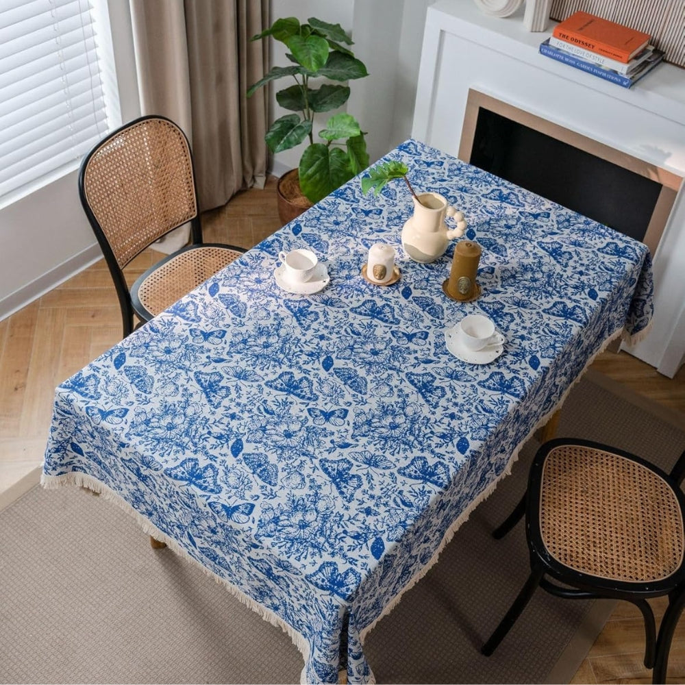 Lisslune | Blue Butterfly Garden Tablecloth