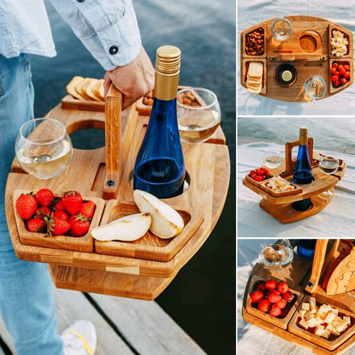 Lisslune | Portable Wooden Picnic Wine Table