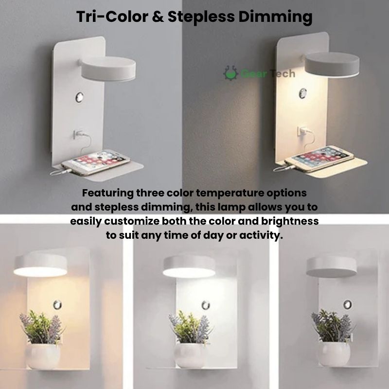 Lisslune | LED Wall Light with Shelf | Soft Glow, Modern Design & Ideal for Creating a Festive Atmosphere in Your Bedroom