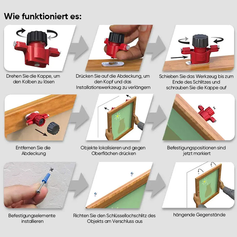 Lisslune | Measuring screwless wall drill finder with bubble level