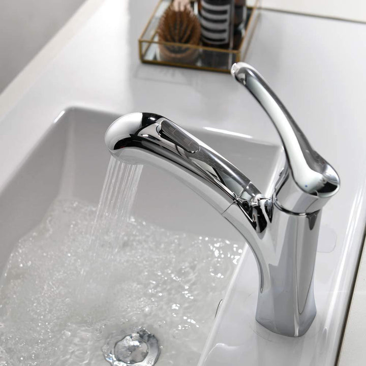 Lisslune | 2 Spray Types Sink Pull-out Shower Faucet Bathroom with Shower Pause Button Sink Faucet with Shower