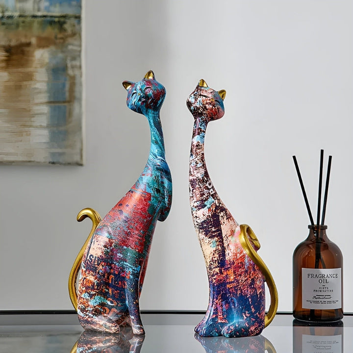 Lisslune | FelineForm – Minimalist Cat Sculpture Duet for Modern Decorative Accents