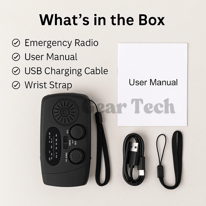 Lisslune | Portable Wind-Up Radio | AM/FM, Weather Broadcasts & Built-In Power Bank for Emergency Preparedness