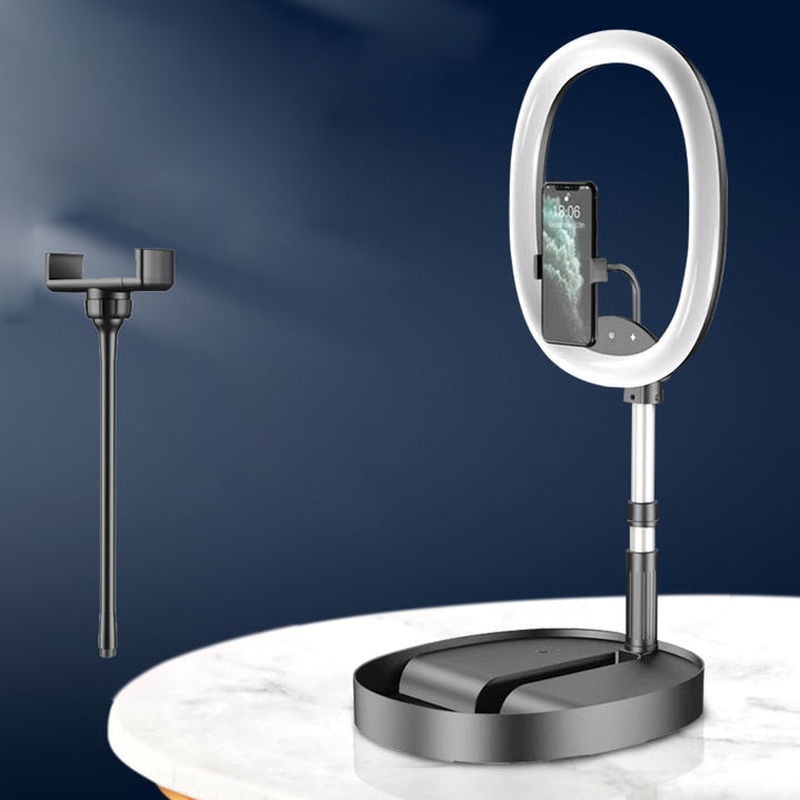 Lisslune | Foldable and Adjustable Phone Holder with 10W Wireless Fast Charge, Up to 25.8cm, Lamp, Non-slip Panel, Mini Shelf, Suitable for Phones and Tablets