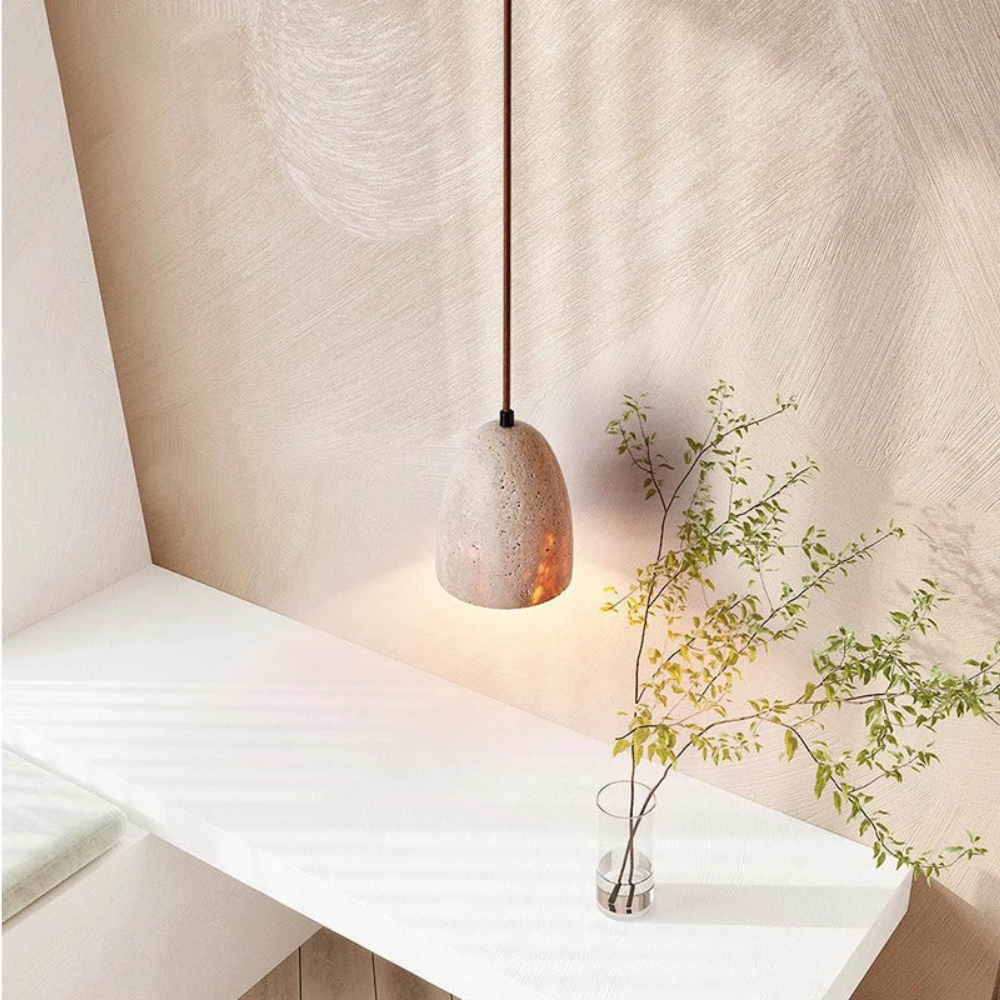 Lisslune | TerraLume – Pendant lamp with natural stone structure and warm glow